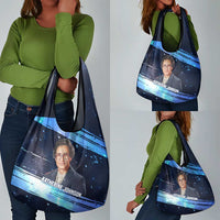 Katherine Johnson Grocery Bag with Galaxy Background, Hidden No More Quote and Rocket Brain Equation - Wonder Print Shop