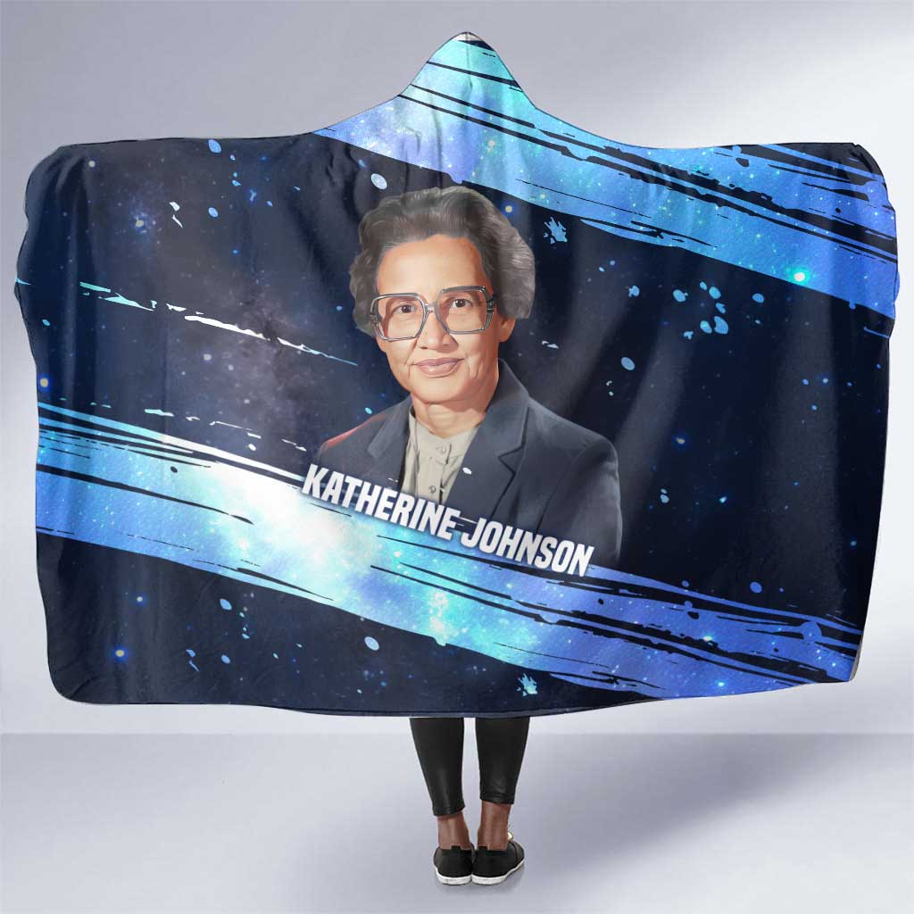 Katherine Johnson Hooded Blanket with Galaxy Background, Hidden No More Quote and Rocket Brain Equation - Wonder Print Shop