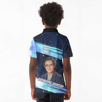 Katherine Johnson Kid Polo Shirt with Galaxy Background, Hidden No More Quote and Rocket Brain Equation - Wonder Print Shop