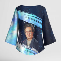 Katherine Johnson Kimono Sleeve Blouse with Galaxy Background, Hidden No More Quote and Rocket Brain Equation - Wonder Print Shop