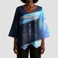 Katherine Johnson Kimono Sleeve Blouse with Galaxy Background, Hidden No More Quote and Rocket Brain Equation - Wonder Print Shop