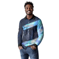 Katherine Johnson Long Sleeve Polo Shirt with Galaxy Background, Hidden No More Quote and Rocket Brain Equation - Wonder Print Shop
