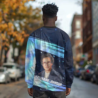 Katherine Johnson Long Sleeve Shirt with Galaxy Background, Hidden No More Quote and Rocket Brain Equation - Wonder Print Shop