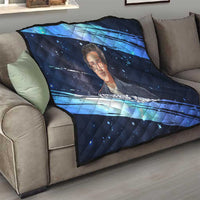 Katherine Johnson Quilt with Galaxy Background, Hidden No More Quote and Rocket Brain Equation - Wonder Print Shop