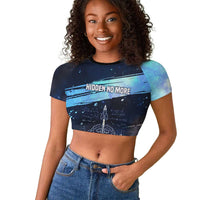 Katherine Johnson Raglan Cropped T shirt with Galaxy Background, Hidden No More Quote and Rocket Brain Equation - Wonder Print Shop