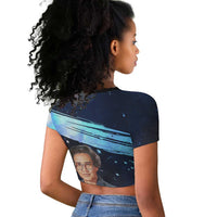 Katherine Johnson Raglan Cropped T shirt with Galaxy Background, Hidden No More Quote and Rocket Brain Equation - Wonder Print Shop