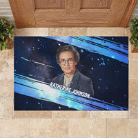 Katherine Johnson Rubber Doormat with Galaxy Background, Hidden No More Quote and Rocket Brain Equation - Wonder Print Shop