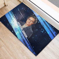 Katherine Johnson Rubber Doormat with Galaxy Background, Hidden No More Quote and Rocket Brain Equation - Wonder Print Shop