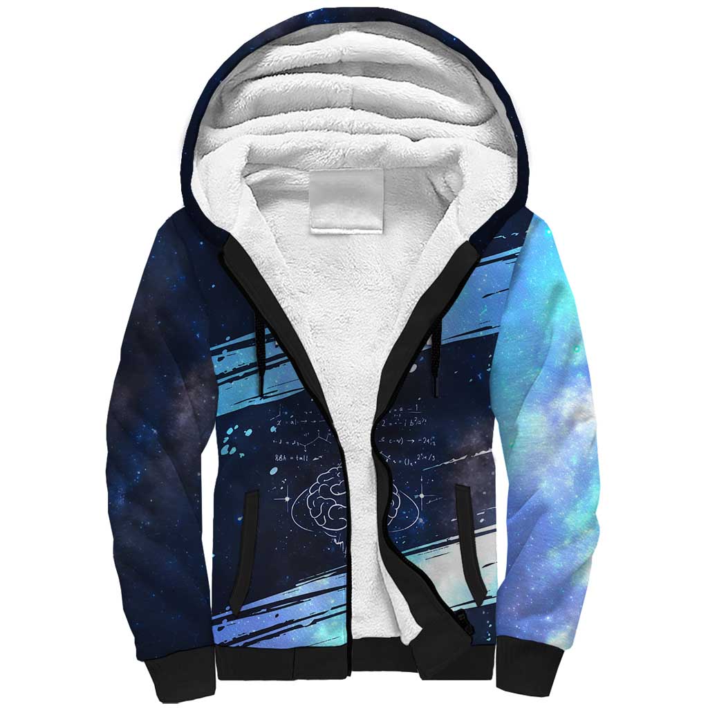 Katherine Johnson Sherpa Hoodie with Galaxy Background, Hidden No More Quote and Rocket Brain Equation - Wonder Print Shop