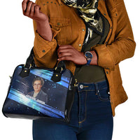 Katherine Johnson Shoulder Handbag with Galaxy Background, Hidden No More Quote and Rocket Brain Equation - Wonder Print Shop