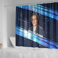 Katherine Johnson Shower Curtain with Galaxy Background, Hidden No More Quote and Rocket Brain Equation - Wonder Print Shop