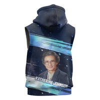 Katherine Johnson Sleeveless Hoodie with Galaxy Background, Hidden No More Quote and Rocket Brain Equation - Wonder Print Shop
