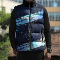 Katherine Johnson Sleeveless Puffer Jacket with Galaxy Background, Hidden No More Quote and Rocket Brain Equation - Wonder Print Shop