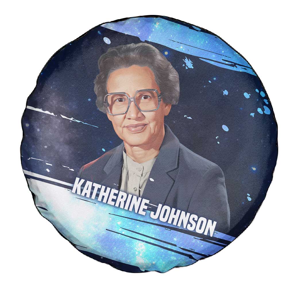 Katherine Johnson Spare Tire Cover with Galaxy Background, Hidden No More Quote and Rocket Brain Equation - Wonder Print Shop