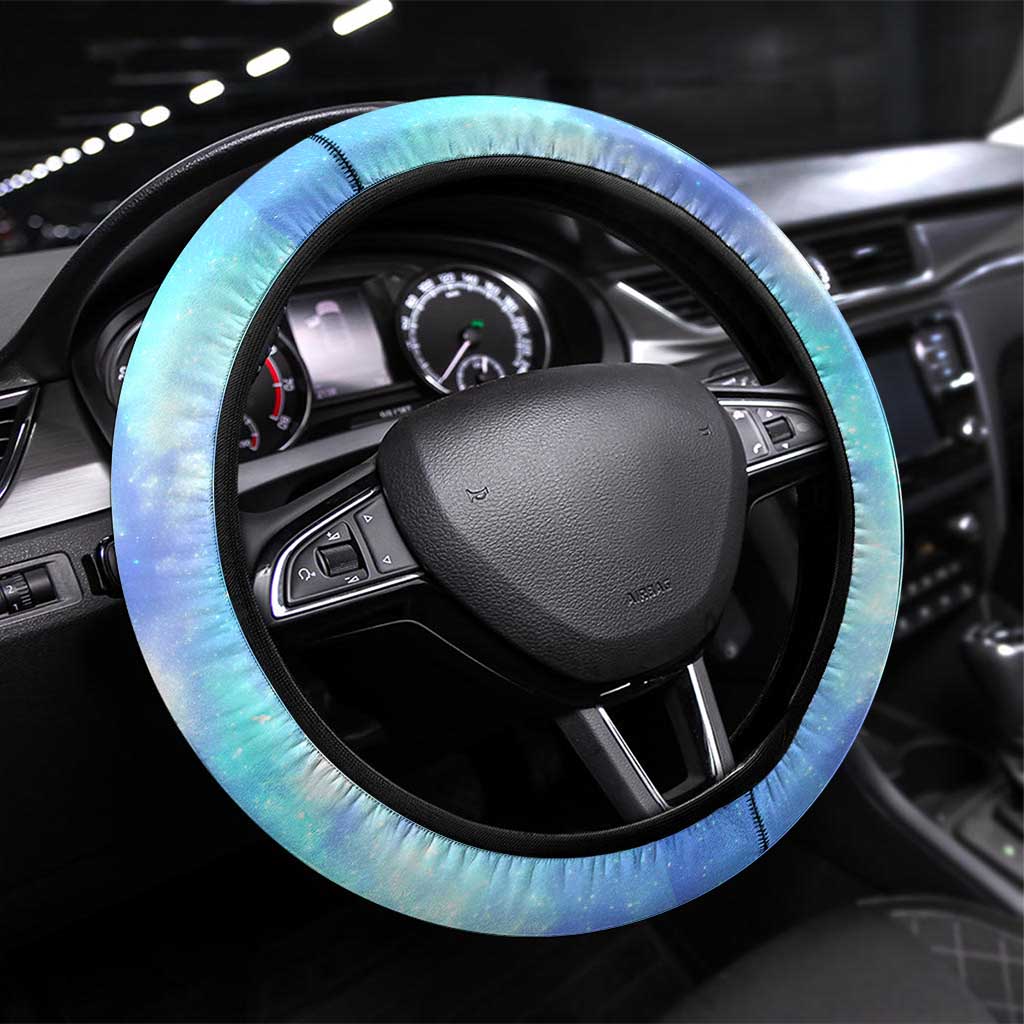 Katherine Johnson Steering Wheel Cover with Galaxy Background, Hidden No More Quote and Rocket Brain Equation - Wonder Print Shop