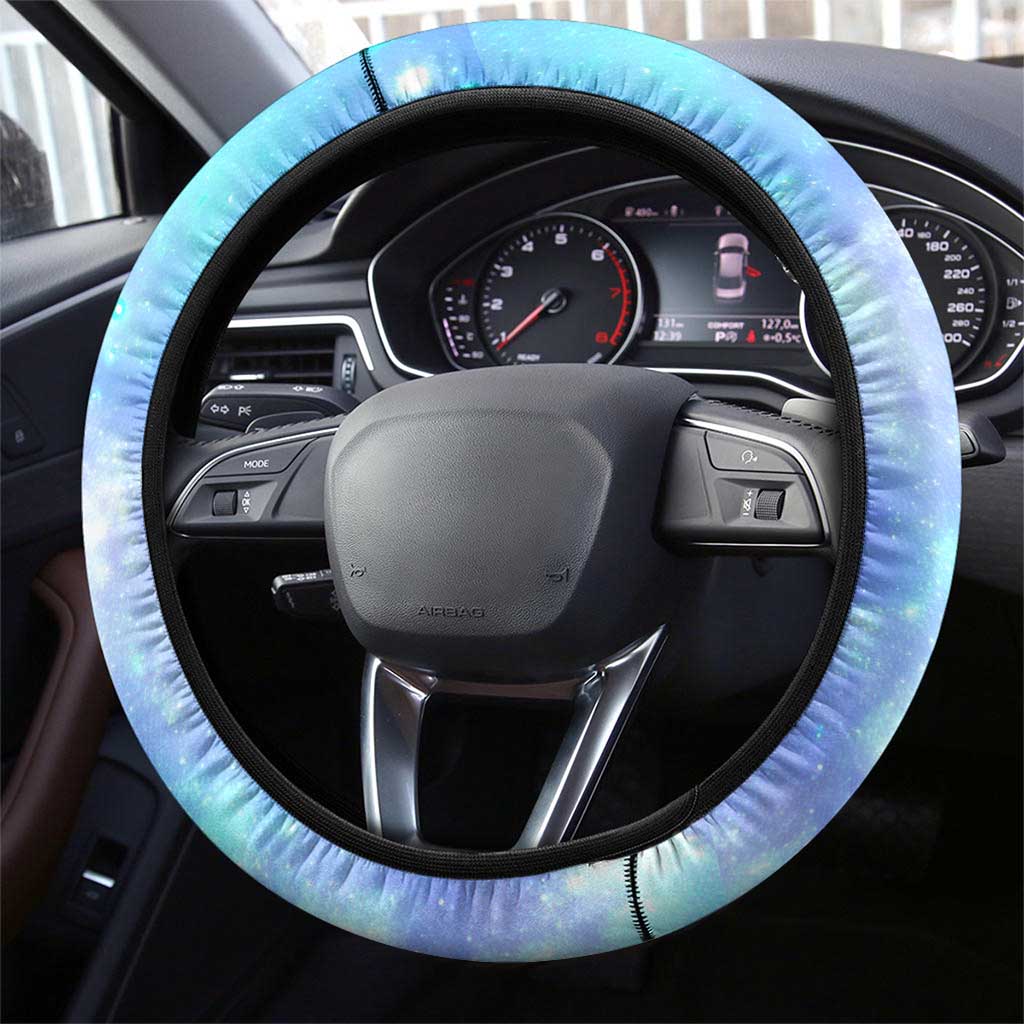 Katherine Johnson Steering Wheel Cover with Galaxy Background, Hidden No More Quote and Rocket Brain Equation - Wonder Print Shop