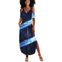 Katherine Johnson Summer Maxi Dress with Galaxy Background, Hidden No More Quote and Rocket Brain Equation - Wonder Print Shop
