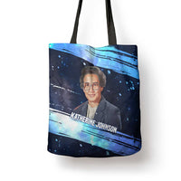 Katherine Johnson Tote Bag with Galaxy Background, Hidden No More Quote and Rocket Brain Equation - Wonder Print Shop