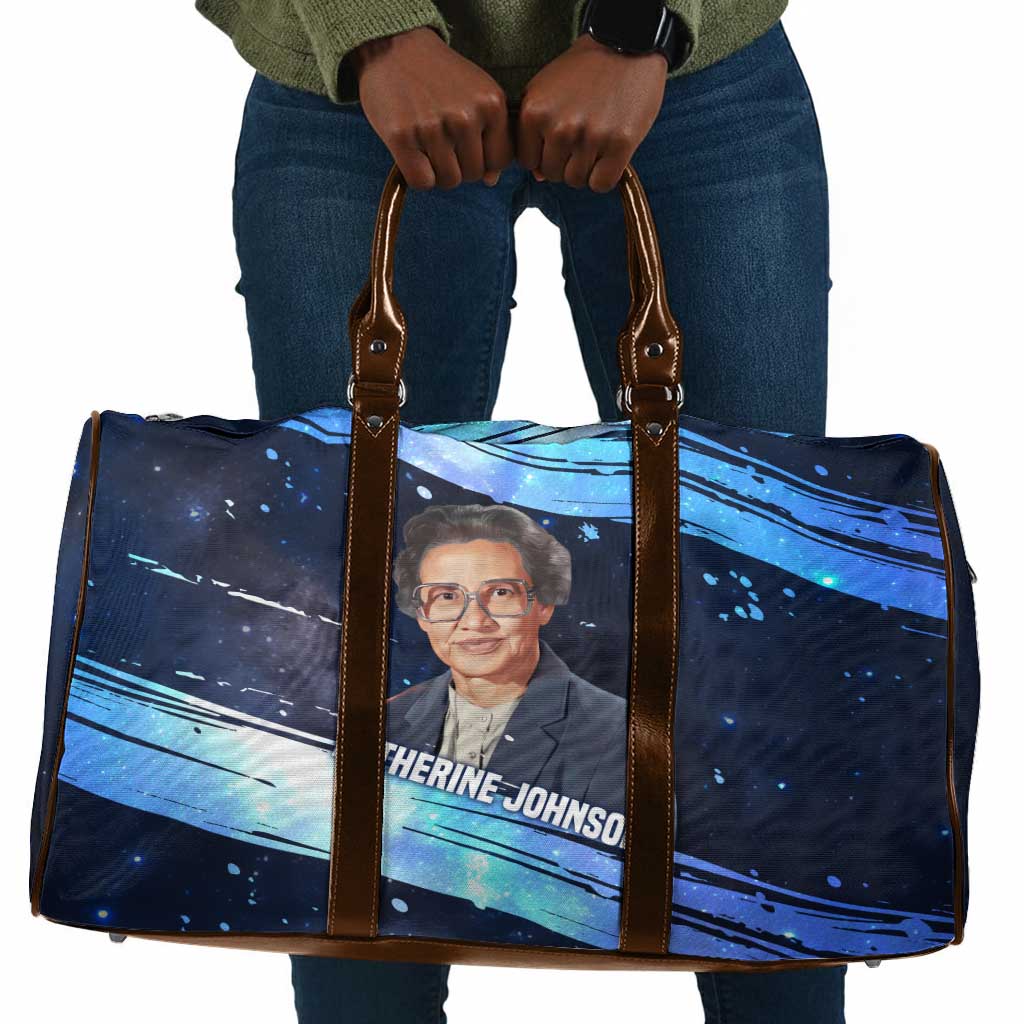 Katherine Johnson Travel Bag with Galaxy Background, Hidden No More Quote and Rocket Brain Equation - Wonder Print Shop