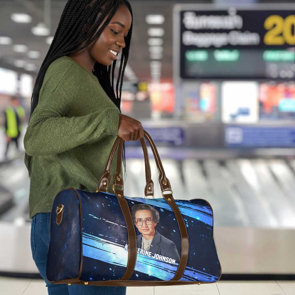 Katherine Johnson Travel Bag with Galaxy Background, Hidden No More Quote and Rocket Brain Equation - Wonder Print Shop