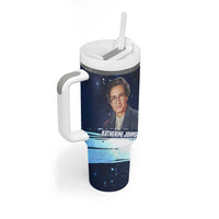 Katherine Johnson Tumbler With Handle with Galaxy Background, Hidden No More Quote and Rocket Brain Equation - Wonder Print Shop