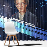 Katherine Johnson Window Curtain with Galaxy Background, Hidden No More Quote and Rocket Brain Equation - Wonder Print Shop