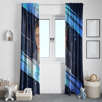 Katherine Johnson Window Curtain with Galaxy Background, Hidden No More Quote and Rocket Brain Equation - Wonder Print Shop