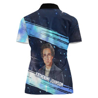 Katherine Johnson Women Polo Shirt with Galaxy Background, Hidden No More Quote and Rocket Brain Equation - Wonder Print Shop
