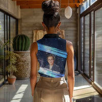 Katherine Johnson Women Sleeveless Polo Shirt with Galaxy Background, Hidden No More Quote and Rocket Brain Equation - Wonder Print Shop