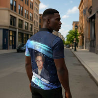 Katherine Johnson Zipper Polo Shirt with Galaxy Background, Hidden No More Quote and Rocket Brain Equation - Wonder Print Shop