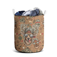 Valentine Buck Laundry Basket with Camo Cap and XOXO Pattern Retro Hunting