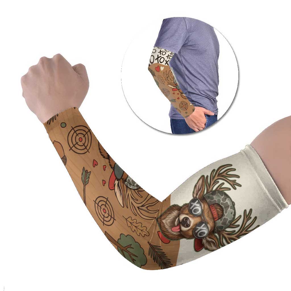 Valentine Buck Arm Sleeves with Camo Cap and XOXO Pattern Retro Hunting