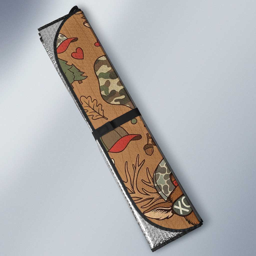Valentine Buck Auto Sun Shade with Camo Cap and XOXO Pattern Retro Hunting
