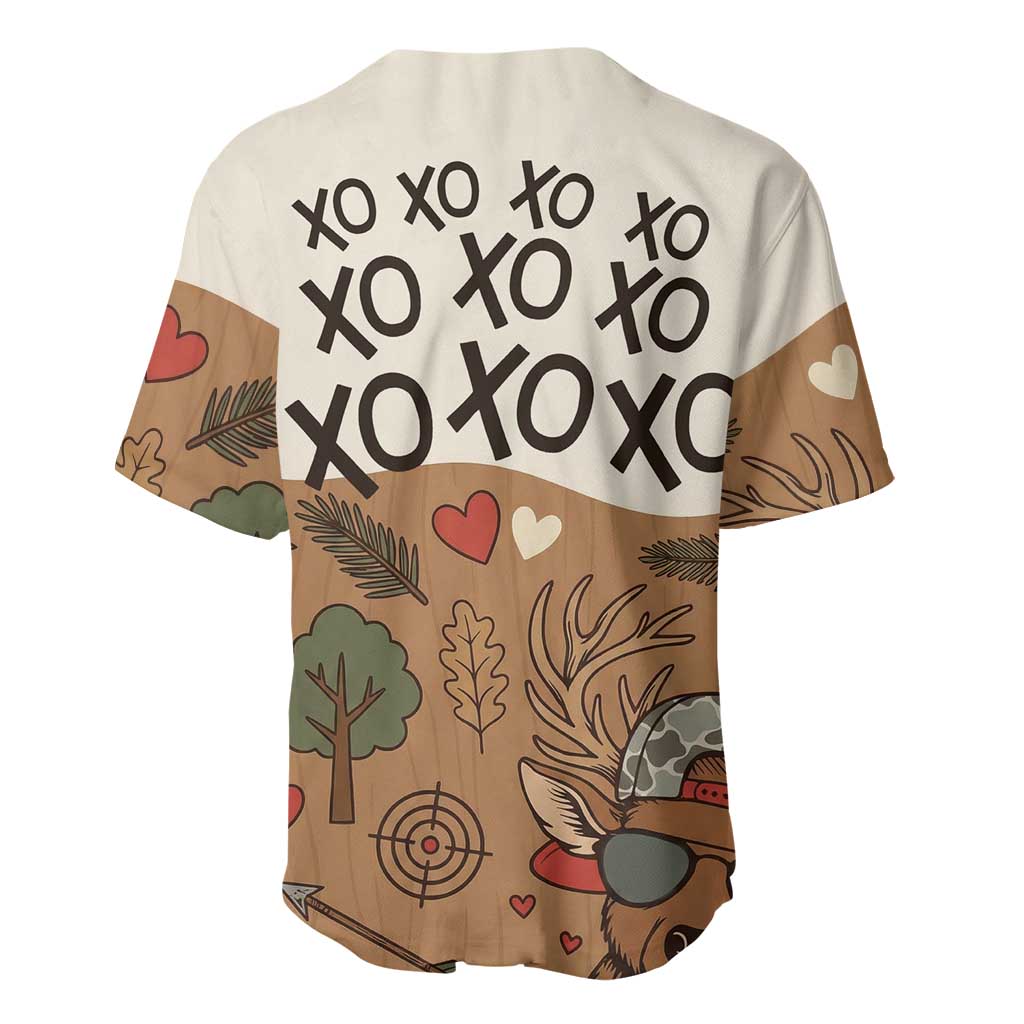 Valentine Buck Baseball Jersey with Camo Cap and XOXO Pattern Retro Hunting