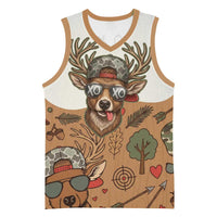 Valentine Buck Basketball Jersey with Camo Cap and XOXO Pattern Retro Hunting
