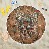 Valentine Buck Beach Blanket with Camo Cap and XOXO Pattern Retro Hunting