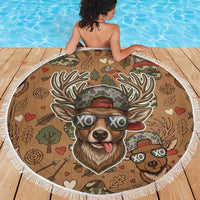 Valentine Buck Beach Blanket with Camo Cap and XOXO Pattern Retro Hunting