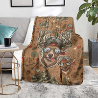 Valentine Buck Blanket with Camo Cap and XOXO Pattern Retro Hunting