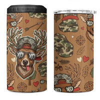 Valentine Buck 4 in 1 Can Cooler Tumbler with Camo Cap and XOXO Pattern Retro Hunting