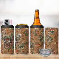 Valentine Buck 4 in 1 Can Cooler Tumbler with Camo Cap and XOXO Pattern Retro Hunting