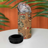 Valentine Buck 4 in 1 Can Cooler Tumbler with Camo Cap and XOXO Pattern Retro Hunting