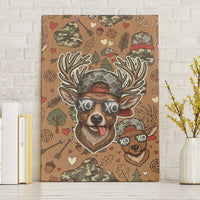 Valentine Buck Canvas Wall Art with Camo Cap and XOXO Pattern Retro Hunting