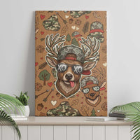 Valentine Buck Canvas Wall Art with Camo Cap and XOXO Pattern Retro Hunting
