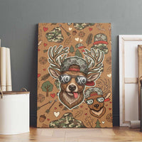 Valentine Buck Canvas Wall Art with Camo Cap and XOXO Pattern Retro Hunting