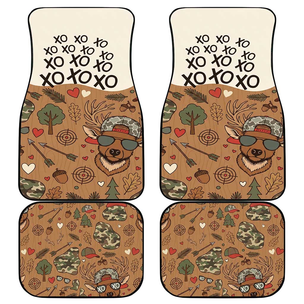 Valentine Buck Car Mats with Camo Cap and XOXO Pattern Retro Hunting