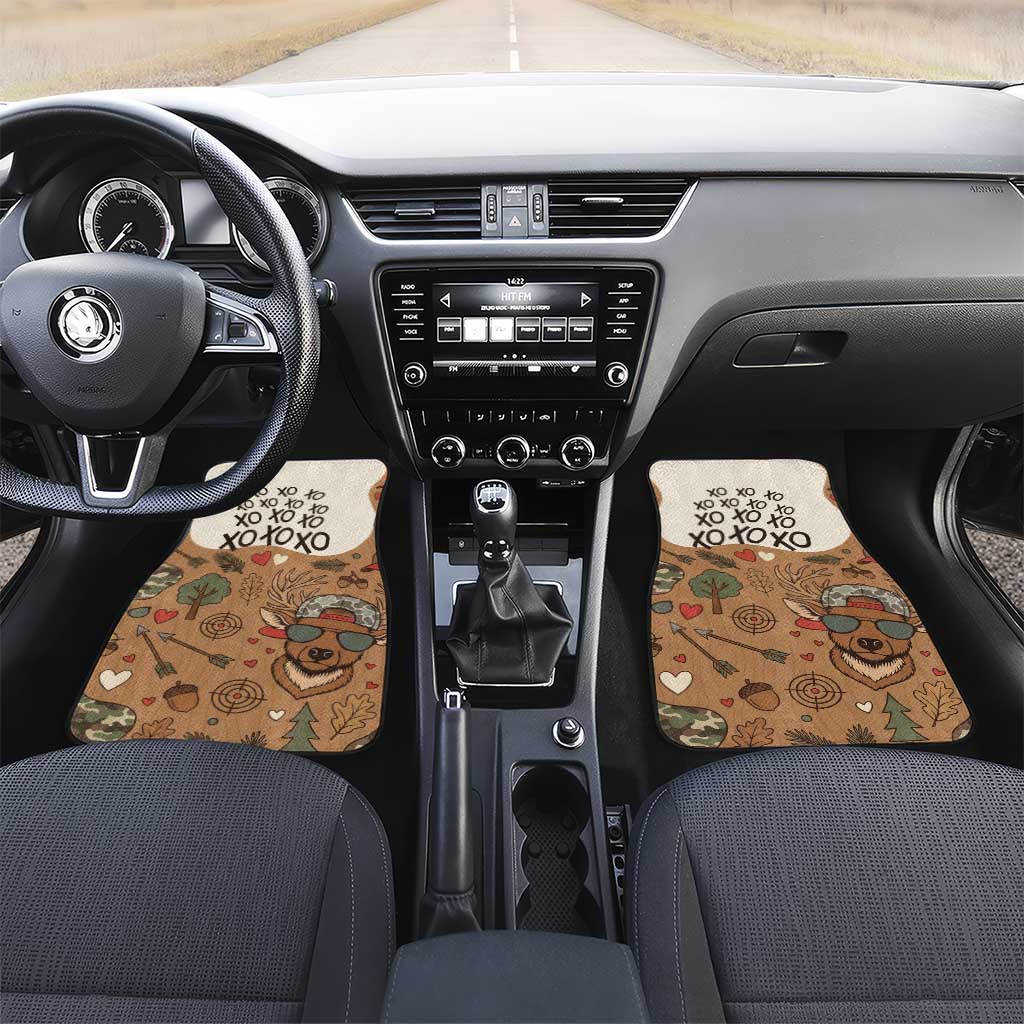 Valentine Buck Car Mats with Camo Cap and XOXO Pattern Retro Hunting