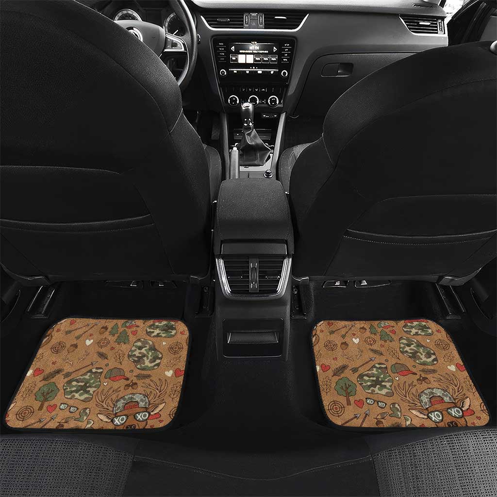 Valentine Buck Car Mats with Camo Cap and XOXO Pattern Retro Hunting