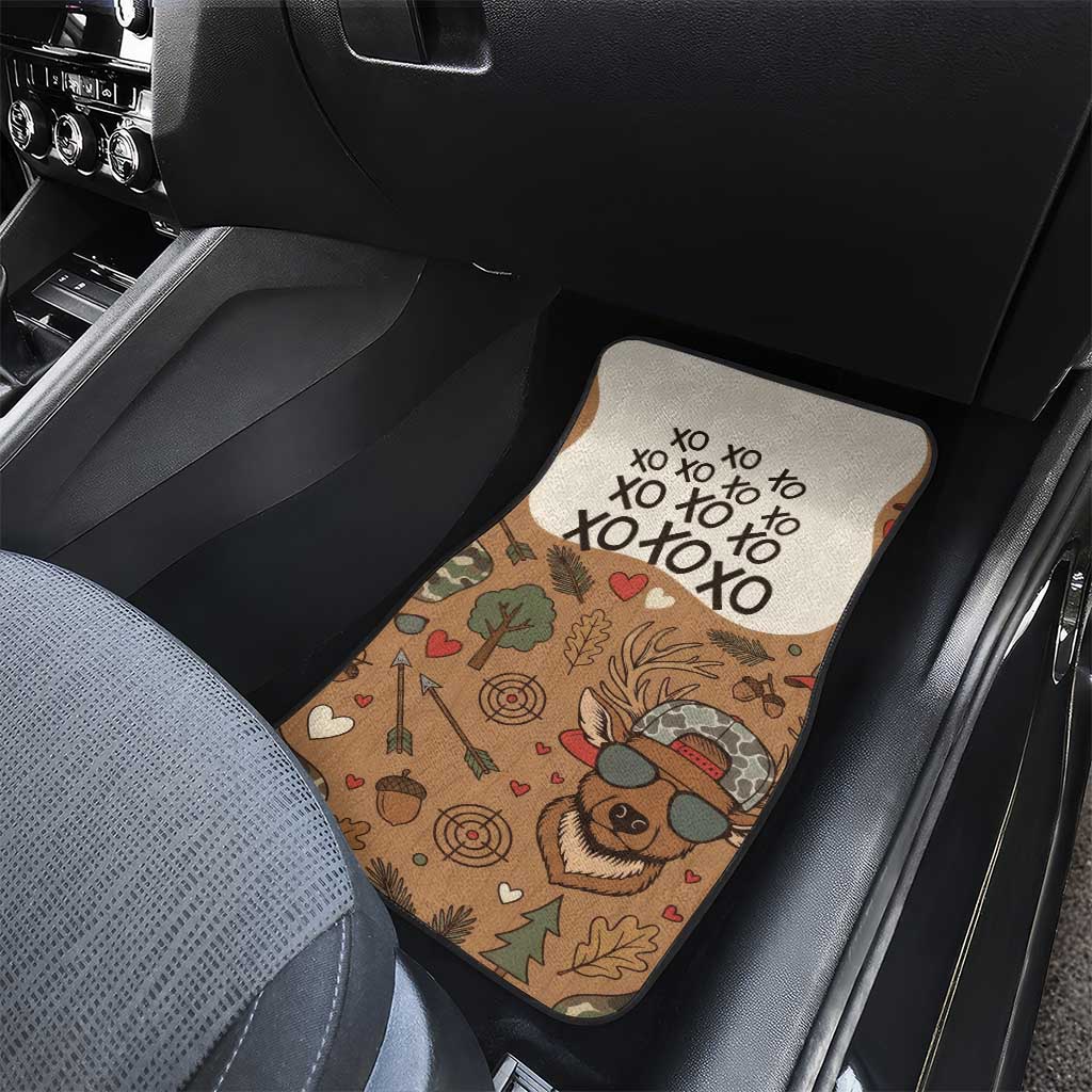 Valentine Buck Car Mats with Camo Cap and XOXO Pattern Retro Hunting
