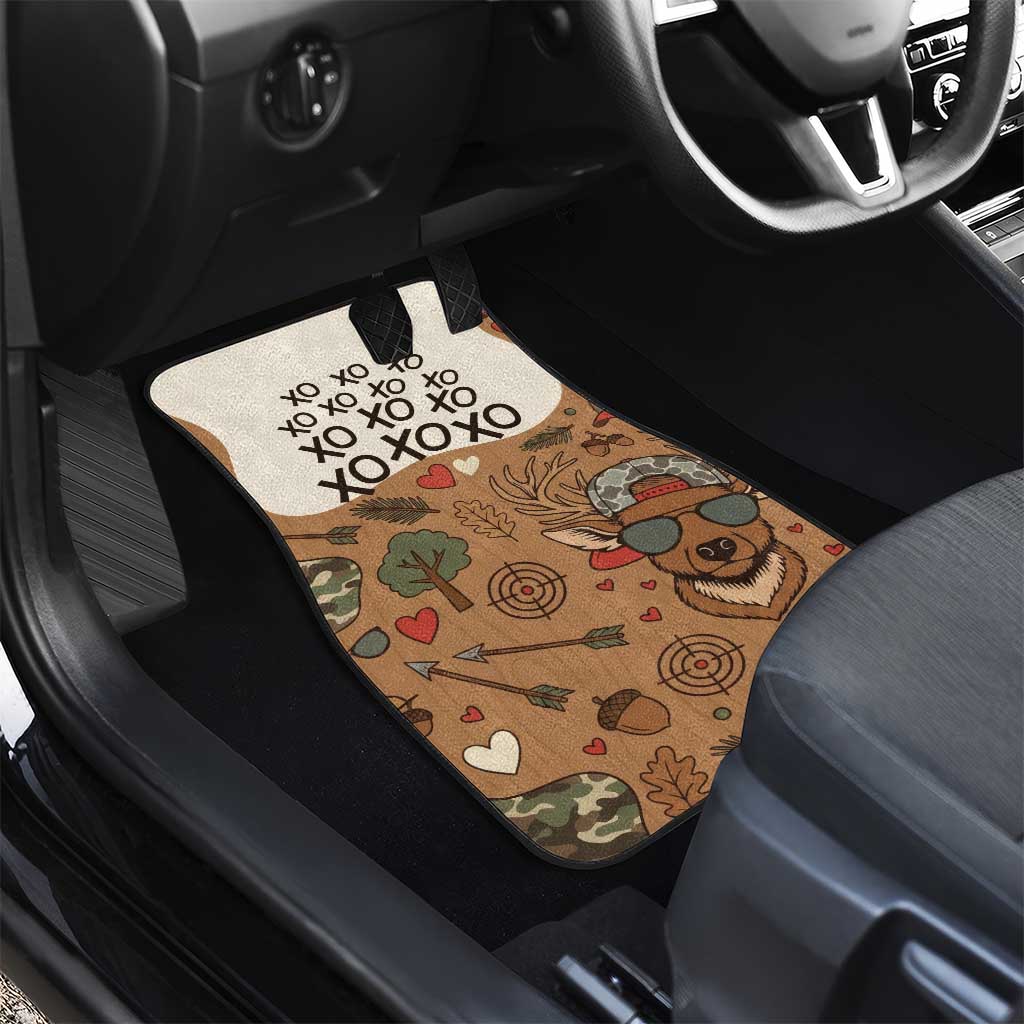 Valentine Buck Car Mats with Camo Cap and XOXO Pattern Retro Hunting