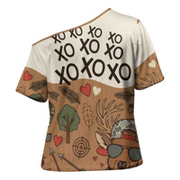 Valentine Buck Cross Shoulder Shirt with Camo Cap and XOXO Pattern Retro Hunting